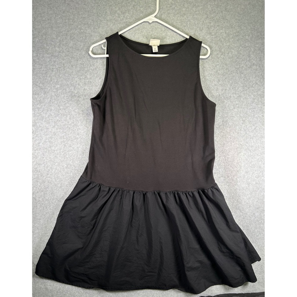 A New Day Girls Black Sleeveless Drop Waist Poplin Mix Dress XL